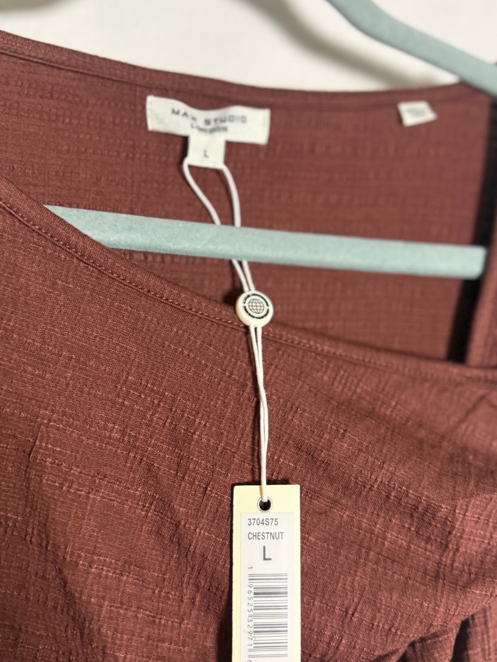 Brown Draped Cap-Sleeve Women's Top - Picture 3 of 4